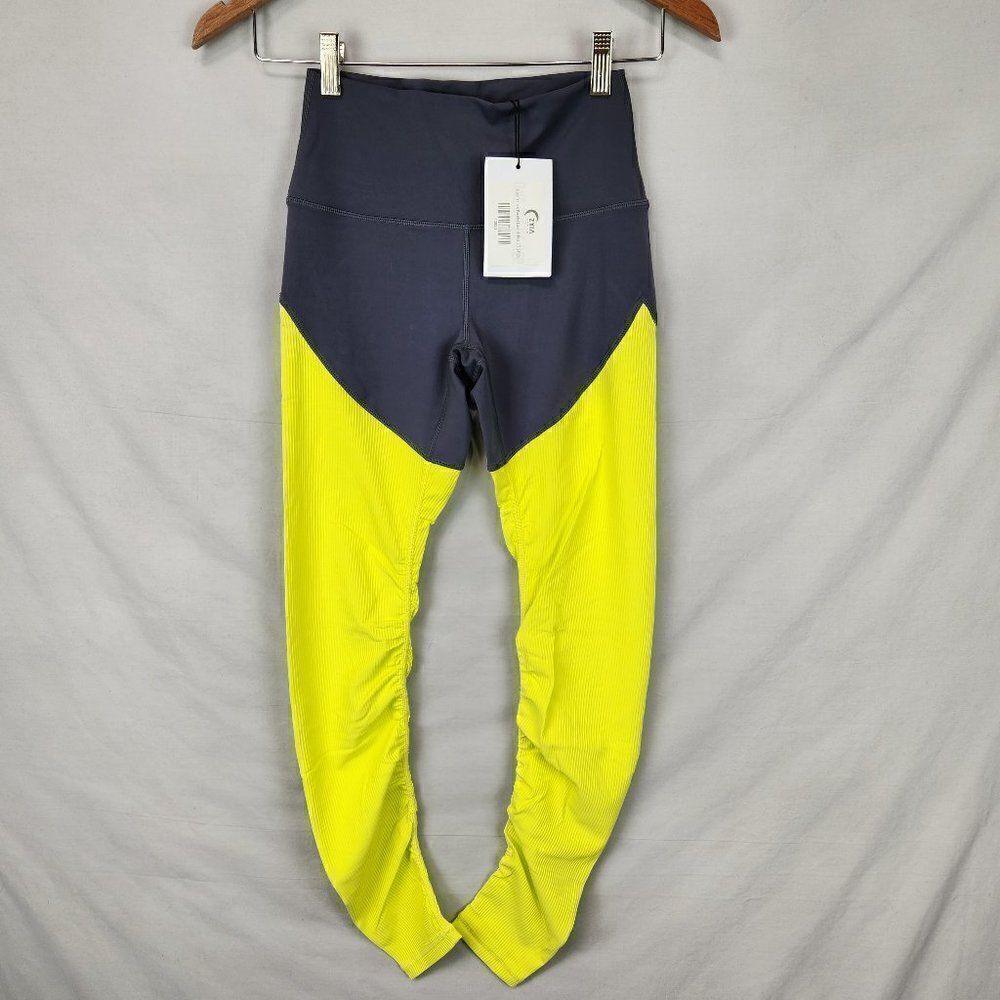 Zyia Womens Neon Yellow Parallel Luxe Hi Rise 7/8 24” Leggings Size 2 Exercise